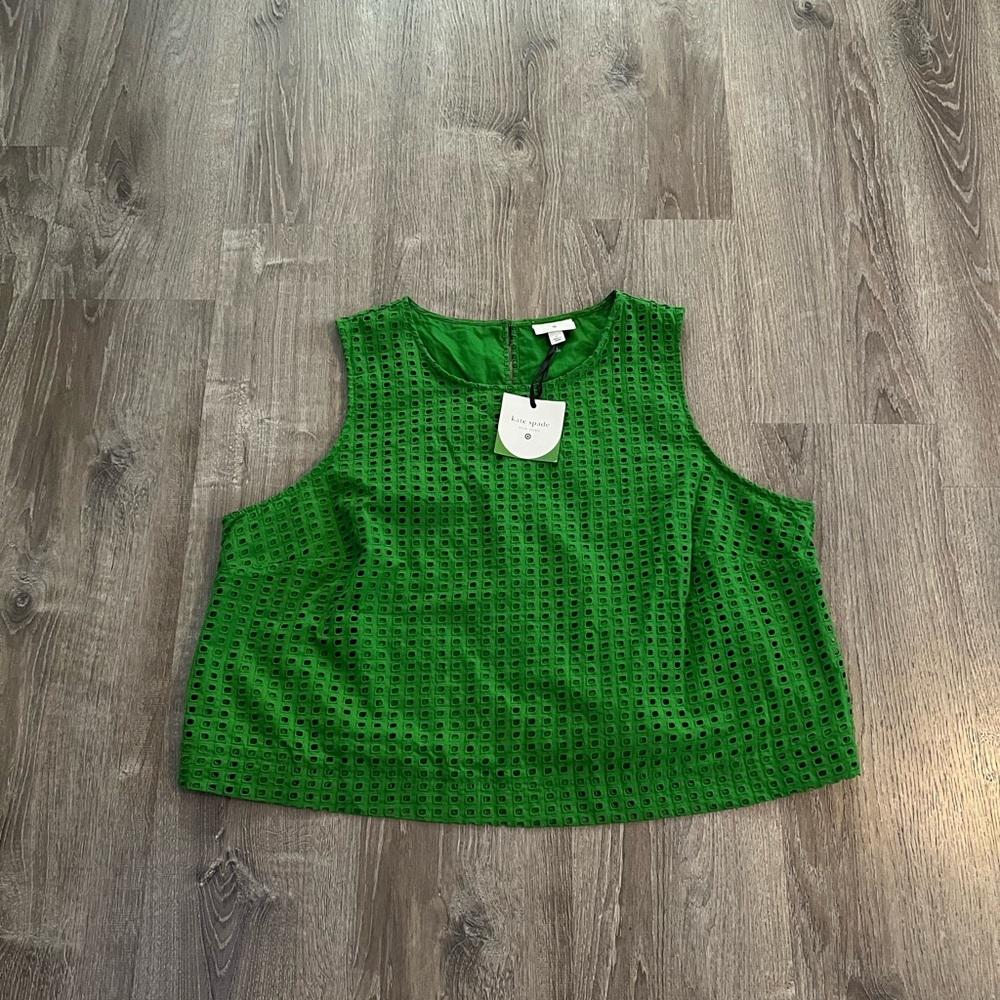 Kate Spade New York x Target Eyelet Shell Tank Top Green plus size - Picture 4 of 11